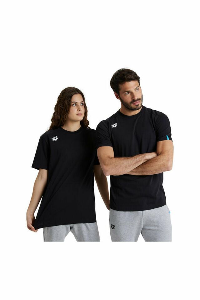 Arena Team T-Shirt Panel Unisex Pamuklu Günlük Tişört Siyah 004899500 L