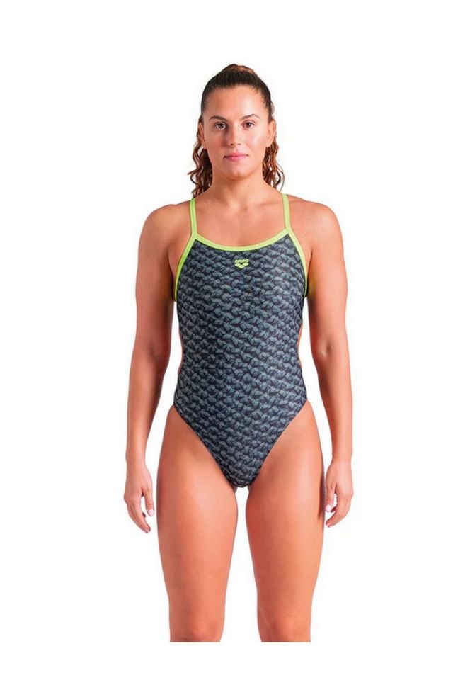 Arena Women's Arena Monogram Swimsuit Challenge Back Bayan Yüzücü Mayo Siyah 008946660