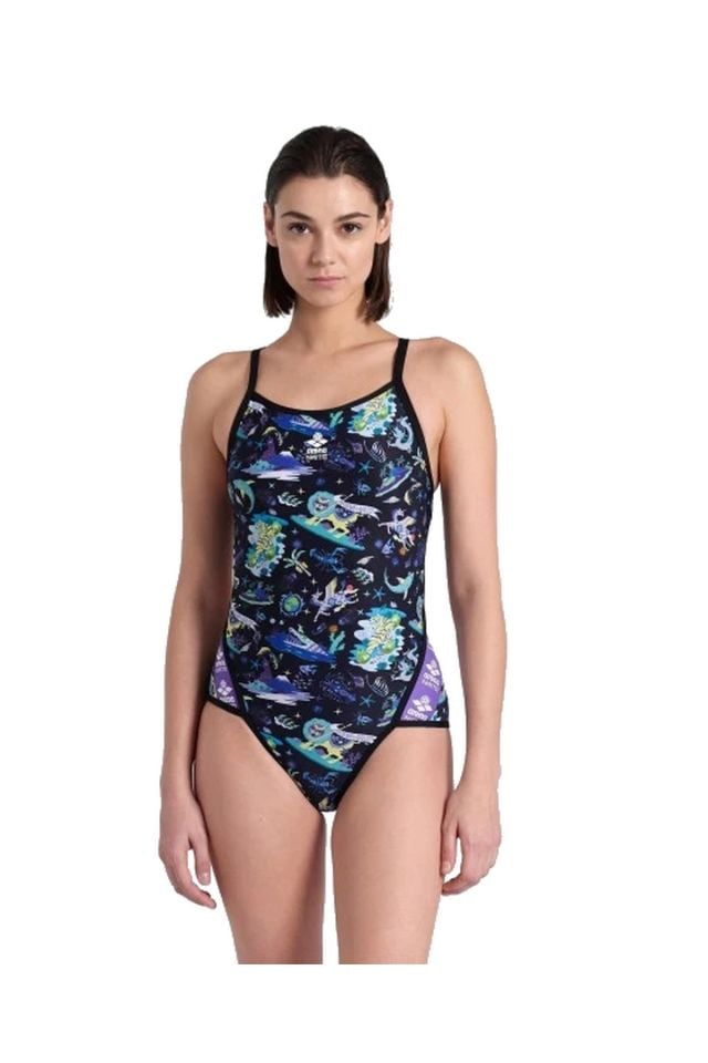 Arena Women's Arena Fun Planet Swimsuit Mayo Super Siyah 007529550