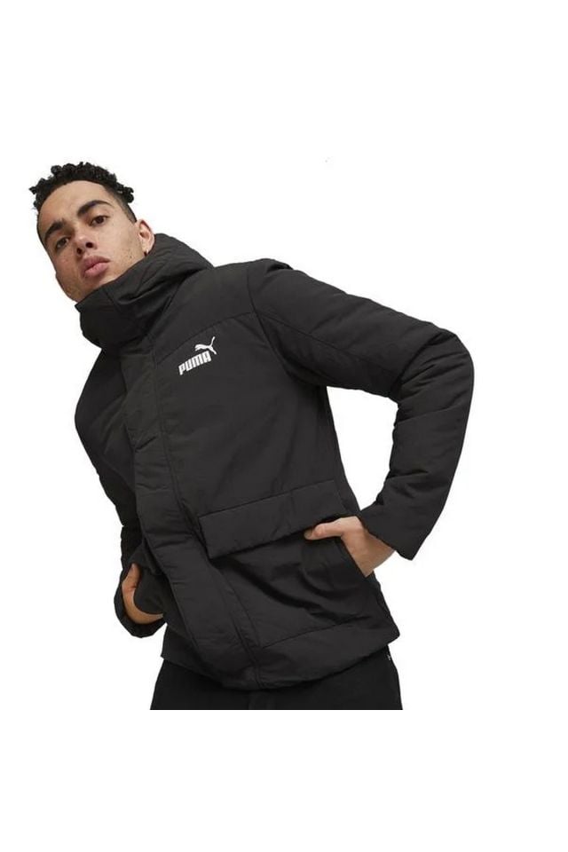 Puma ESS Hooded Padded Jacket Peacoat Unisex Günlük Spor Kapüşonlu Mont Siyah 67538201