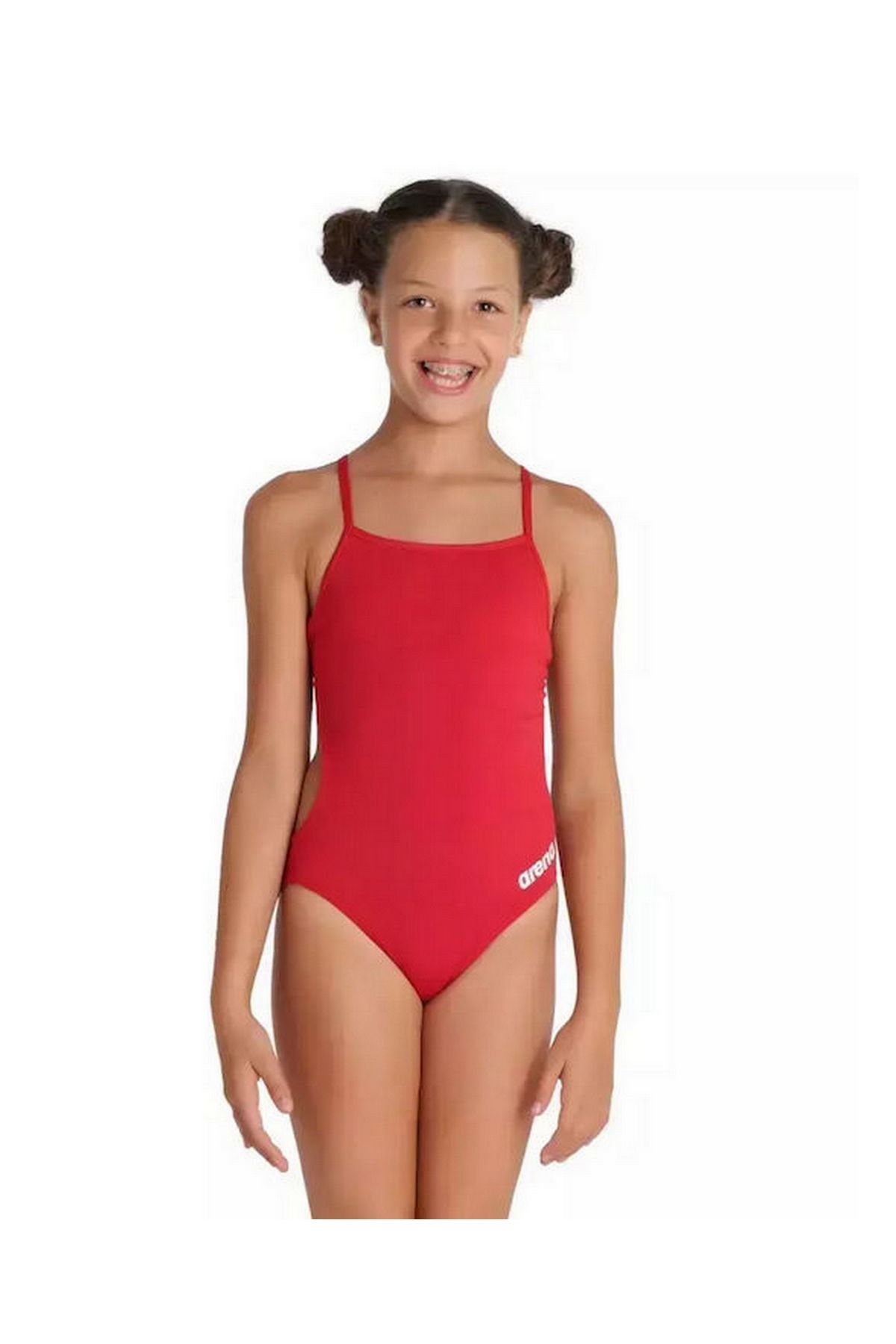 Arena Girl's Team Swimsuit Challenge Solid Kız Çocuk Yüzücü Mayo Kırmızı 004765450
