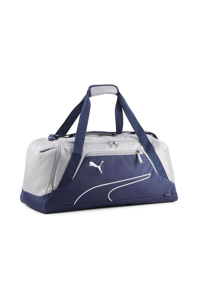 Puma Fundamentals Sports Bag M Puma-Navy Concrete-Gray Unisex Spor Çanta Lacivert 07923708