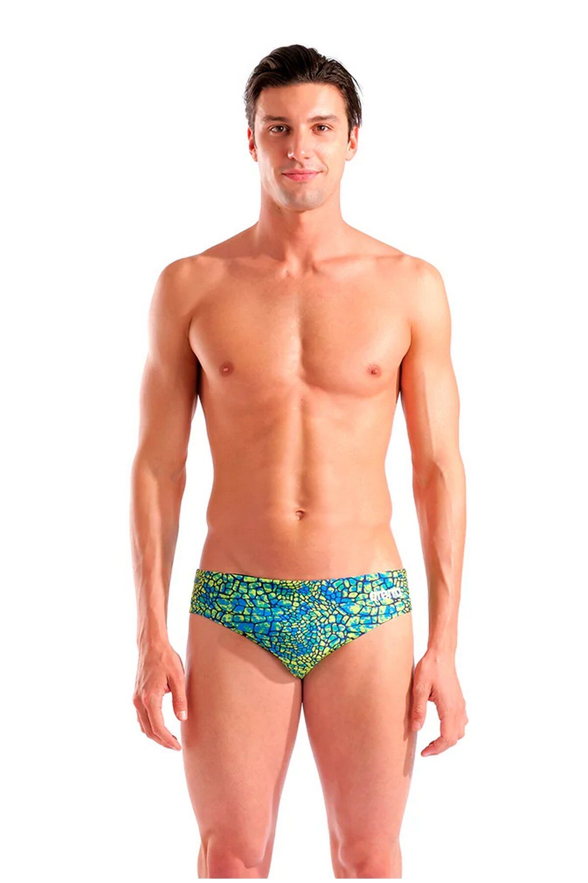 Arena Men's Snakeskin Swim Briefs Erkek Yüzücü Mayo Mavi/Yeşil Desenli 010162506
