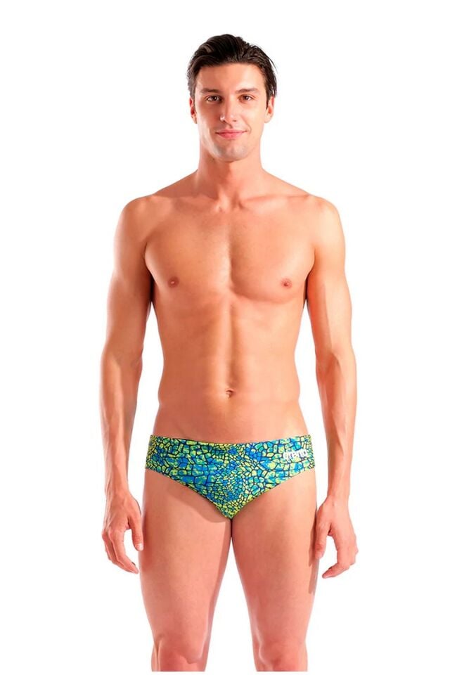 Arena Men's Snakeskin Swim Briefs Erkek Yüzücü Mayo Mavi/Yeşil Desenli 010162506