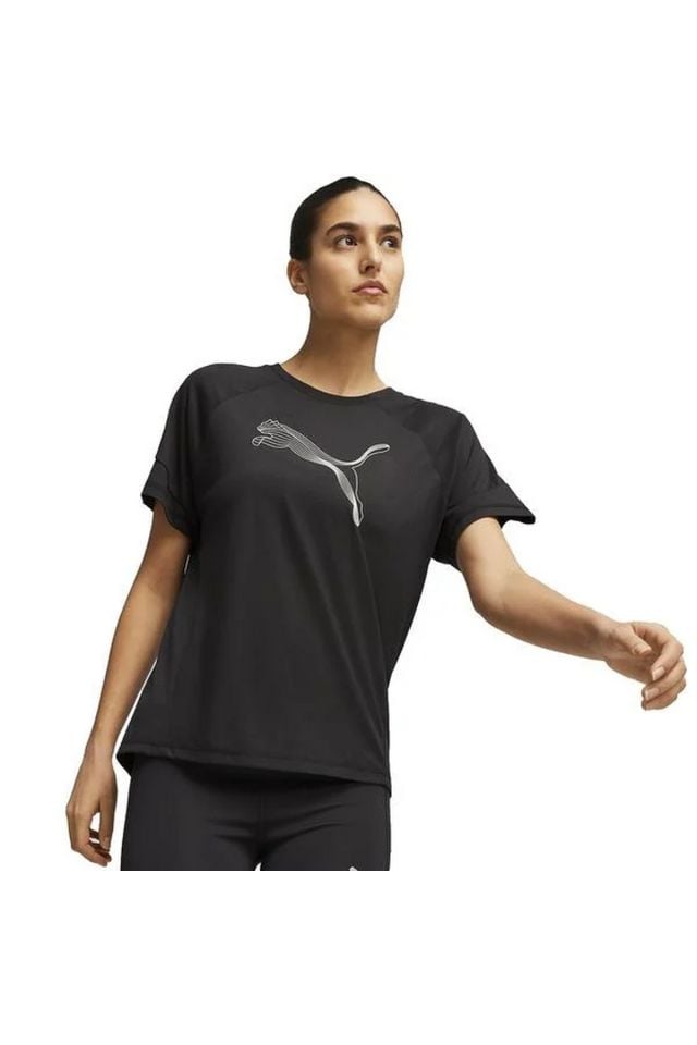 Puma Evostripe Tee Puma-Black T-Shirt Bayan Günlük Tişört Siyah 67607001