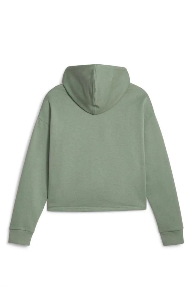 Puma ESS Cropped Logo Hoodie FL Eucalyptus Bayan Kapüşonlu Sweatshirt Yeşil 58686948