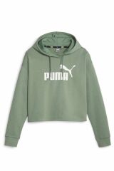 Puma ESS Cropped Logo Hoodie FL Eucalyptus Bayan Kapüşonlu Sweatshirt Yeşil 58686948 M