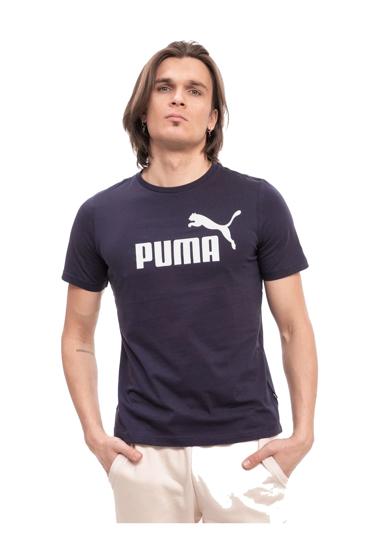 Puma ESS Logo Tee Peacoat T-Shirt Unisex Günlük Tişört Lacivert 58666606