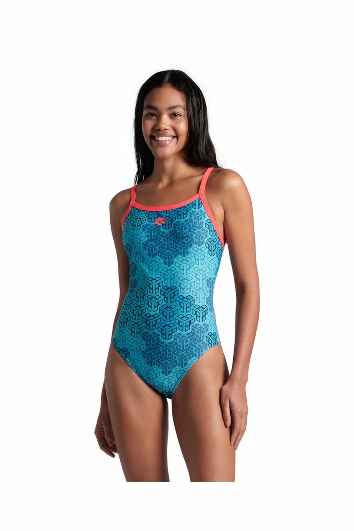 Arena Woman's Arena Camo Kikko Swimsuit Challenge Bayan Mayo Mavi/Kırmızı 007160480 36