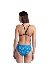 Arena Women's Arena Pooltiles Swimsuit Challenge Bayan Mayo Mavi/Siyah 007154580 36