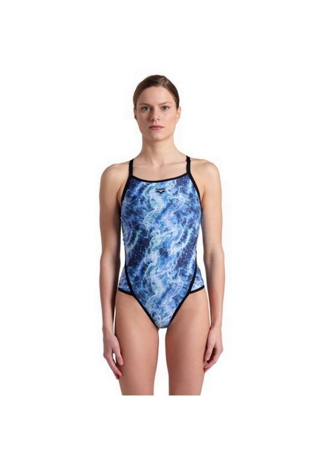 Arena Women's Arena Pasific Swimsuit Super Fly Bayan Mayo Mavi/Siyah 007151580