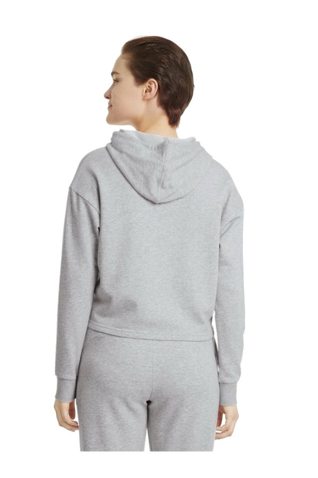 Puma ESS Cropped Logo Hoodie TR Light Gray Heather Bayan Sweatshirt Gri 58687004