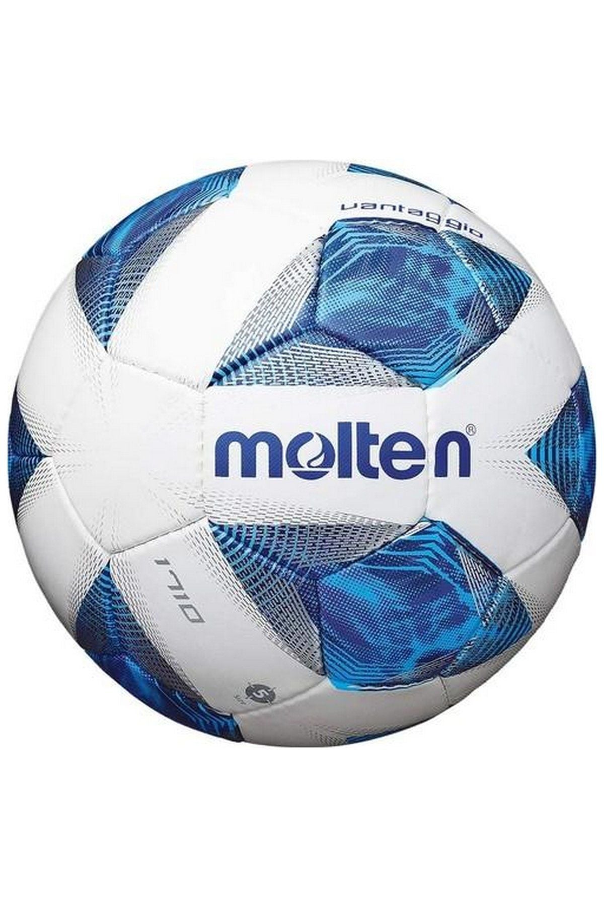 Molten F5V1710 Parlak Deri El Dikişli Tüm Zeminler No 5 Futbol Topu Beyaz/Mavi