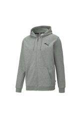Puma ESS Small Logo FZ Hoodie TR Medium Gray Heather-Cat Erkek Sweatshirt Gri 58670453 M