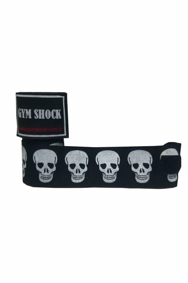 Gym Shock Siyah Zemin Büyük Kurukafa 5 m Boks Bandajı