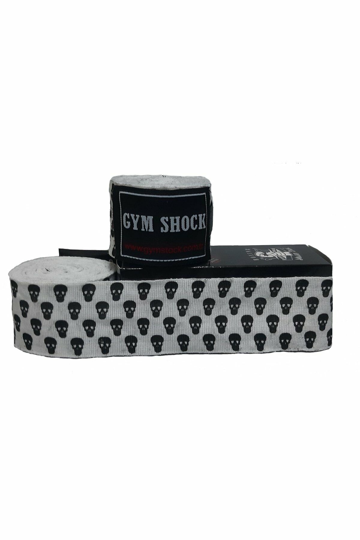 Gym Shock Beyaz Zemin Küçük Kurukafa 5 m Boks Bandajı