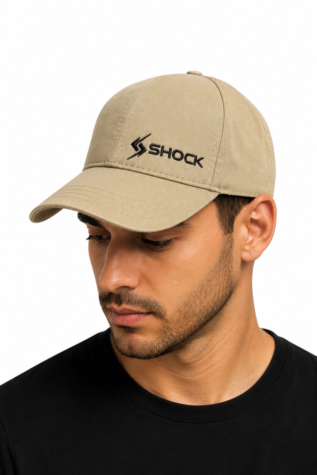 Shock Sports Cap Unisex Spor Şapka Bej / Siyah Logo