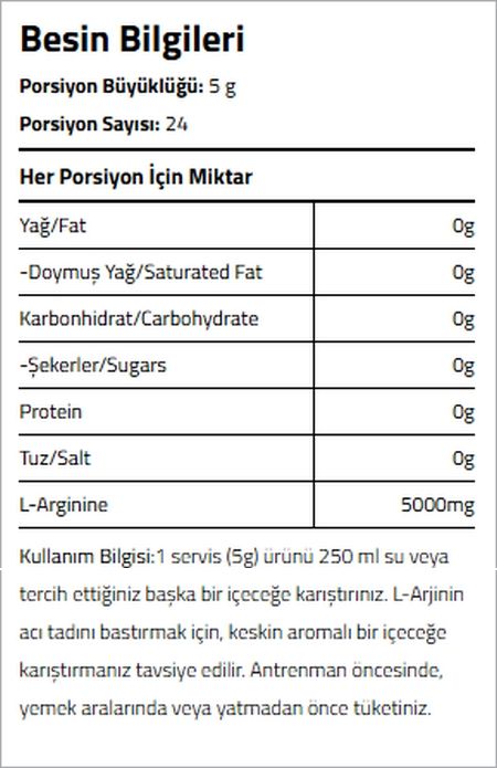 BigJoy Sports Arginine Powder Aromasız 120g 24 Servis