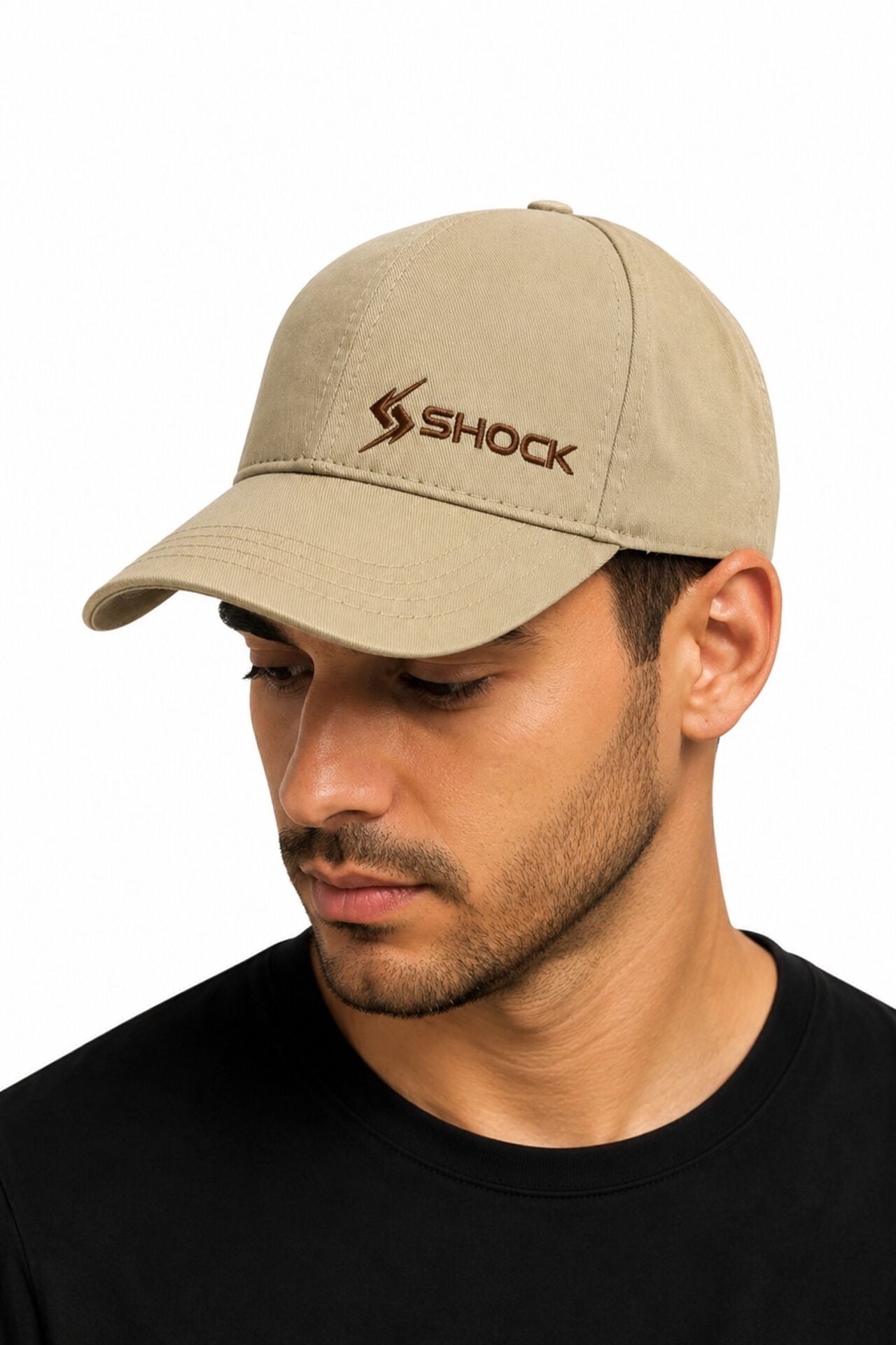 Shock Sports Cap Unisex Spor Şapka Bej / Kahve Logo