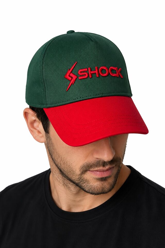 Shock Sports Cap Unisex Spor Şapka Yeşil / Kırmızı Logo