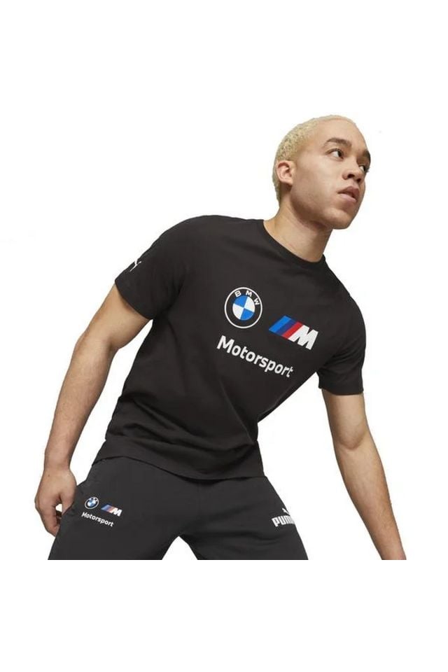 Puma Bmw Mms Essentials Motorsport Logo Tee Puma-Black Unisex Spor Tişört Siyah 62131401