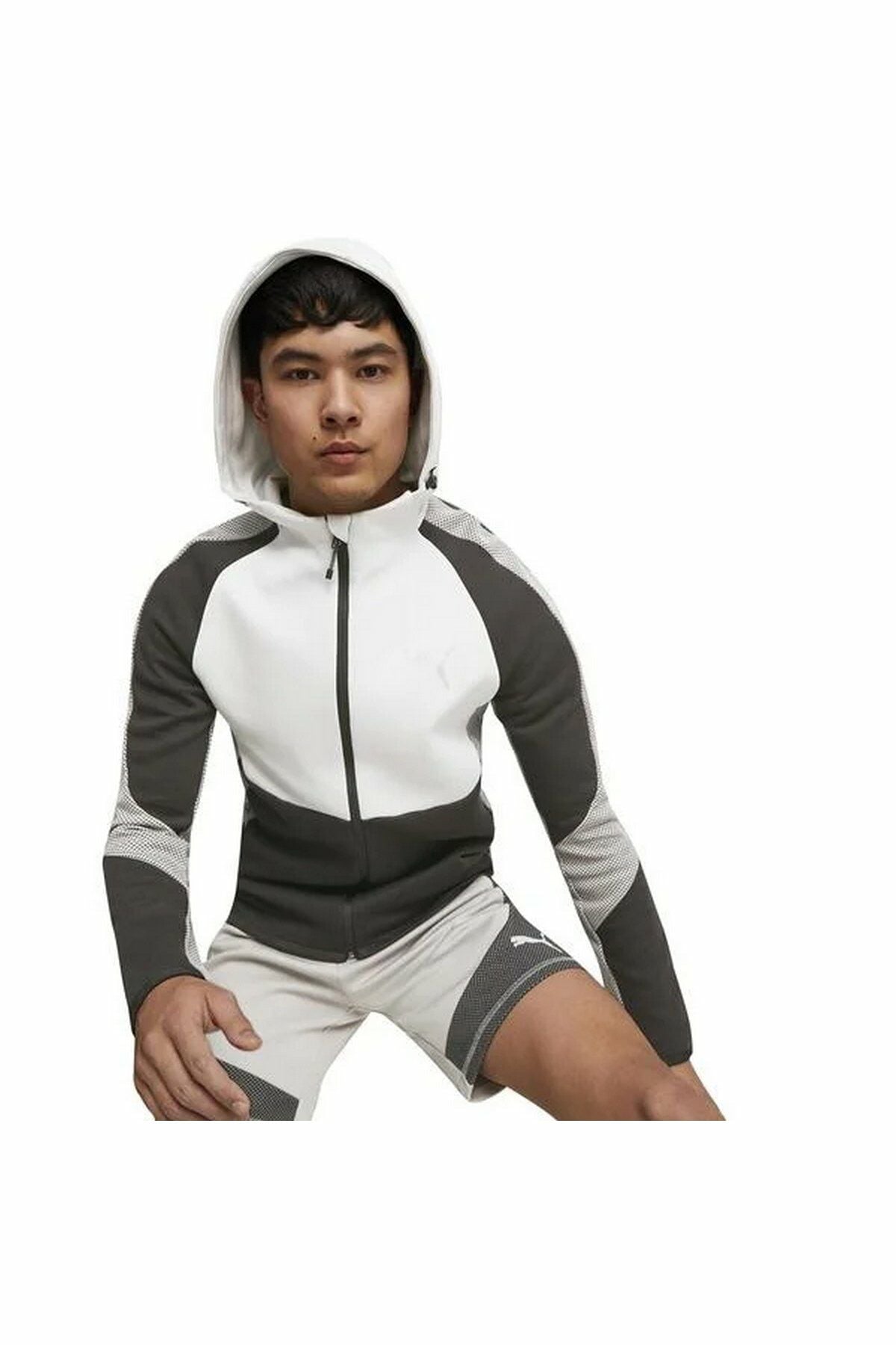 Puma Evostripe Full-Zip Hoodie DK Concrete Gray Unisex Günlük Stil Sweatshirt Gri/Siyah 67593014 2XL