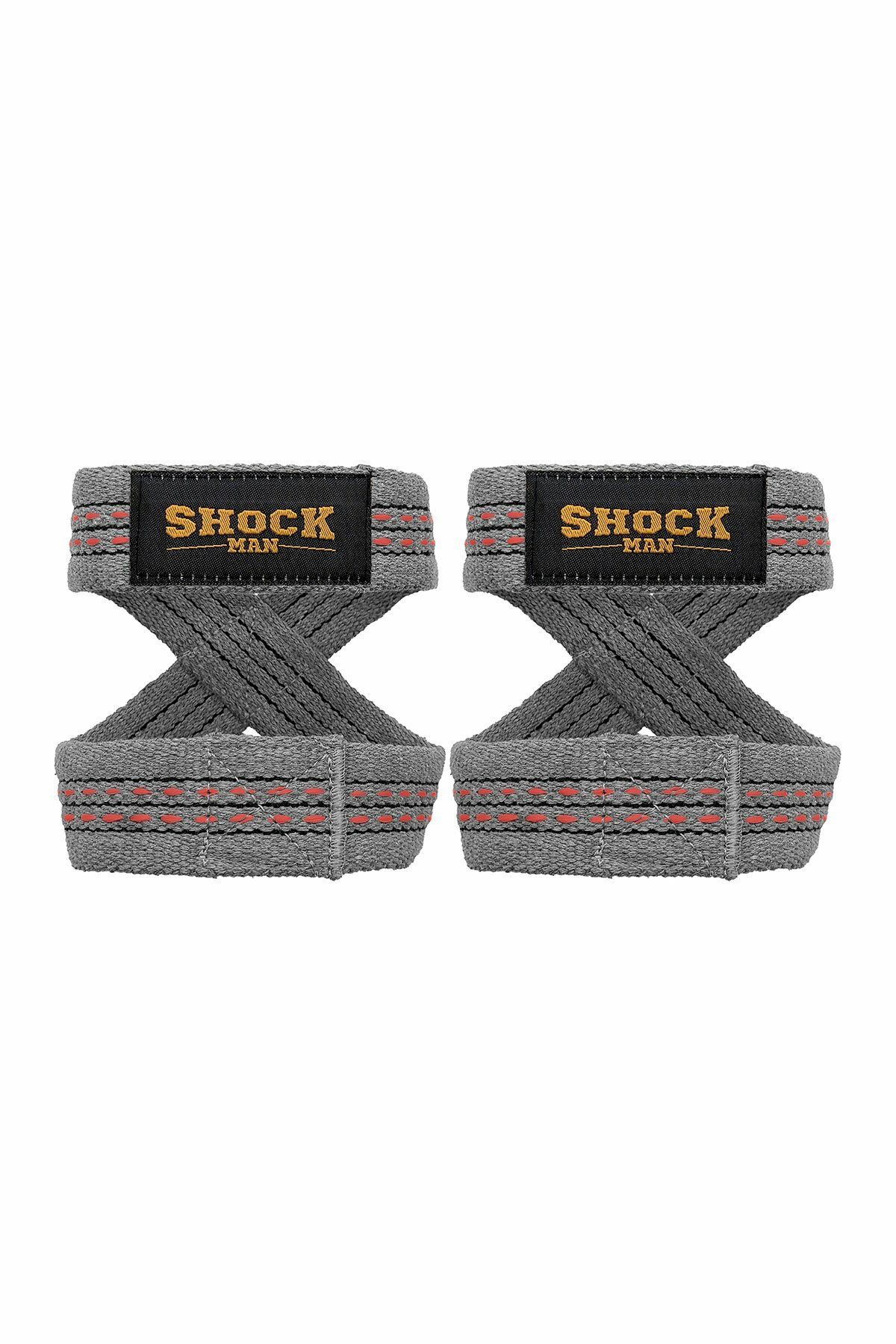 Shock Man 8 Loop Lifting Straps Gri-Kırmızı