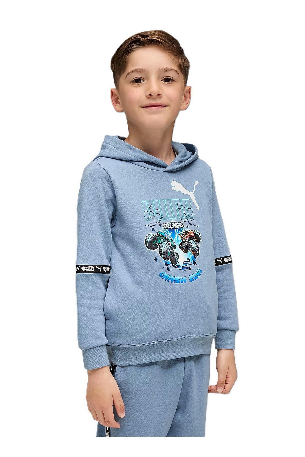 Puma X Hot Wheels Hoodie Erkek Çocuk 2-3 Yaş Sweatshirt Buz Mavisi 63239634 4-5