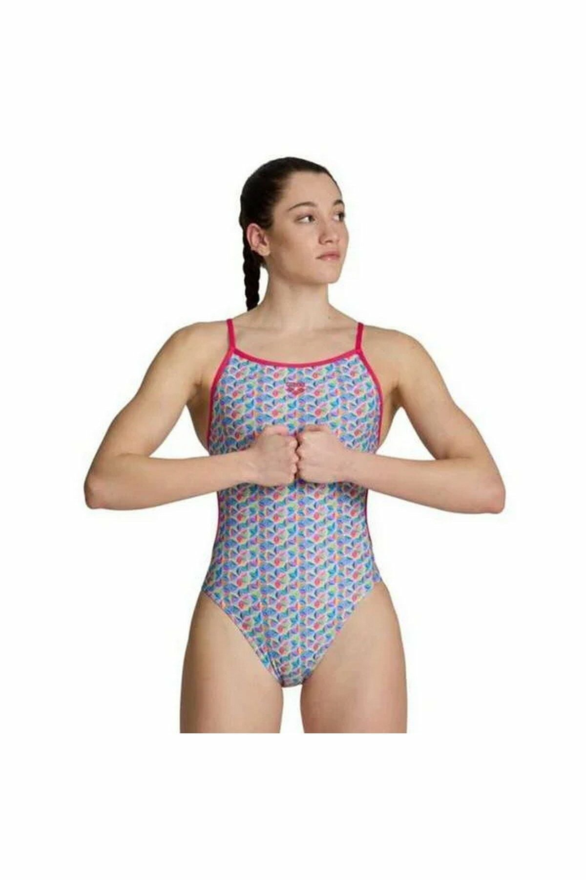 Arena Women's Arena Starfish Swimsuit Lace Bac Bayan Yüzücü Mayo Pembe 006637910 38