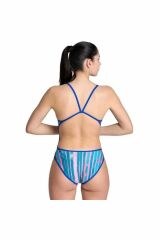 Arena Women's Arena Reversible Swimsuit Challenge Bayan Çift Taraflı Yüzücü Mayo Mavi 006633850 38