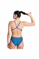 Arena Women's Arena Reversible Swimsuit Challenge Bayan Çift Taraflı Yüzücü Mayo Mavi 006633850 40
