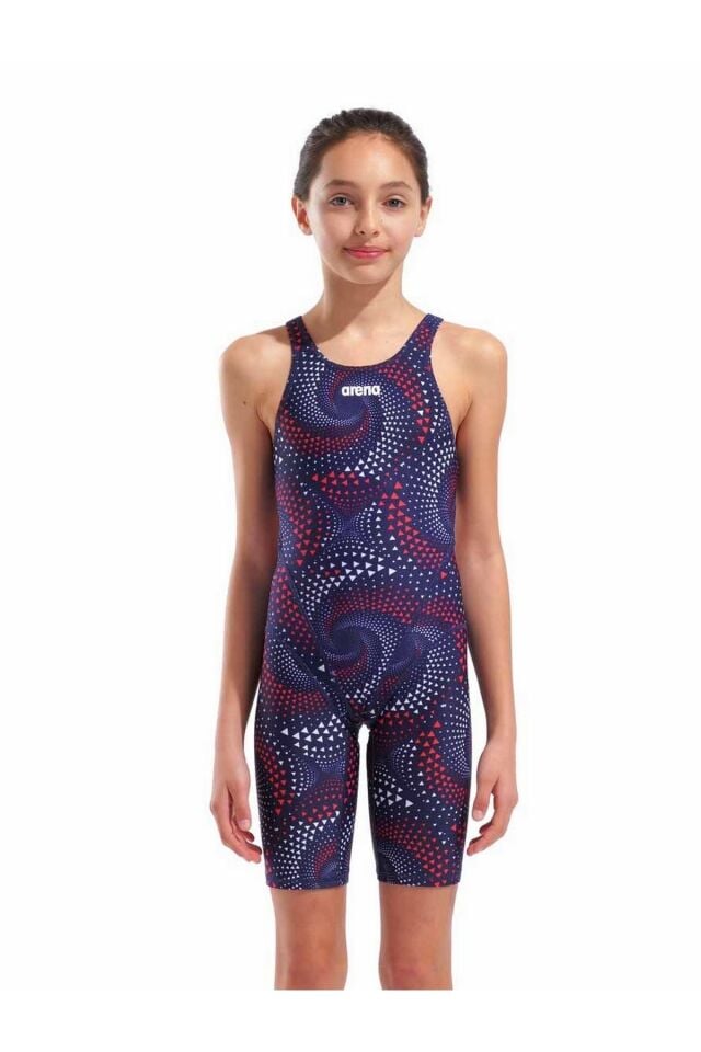 Arena Girl's Printed Full Body Kız Çocuk Yüzücü Mayo Lacivert/Desenli 009619417 10-11