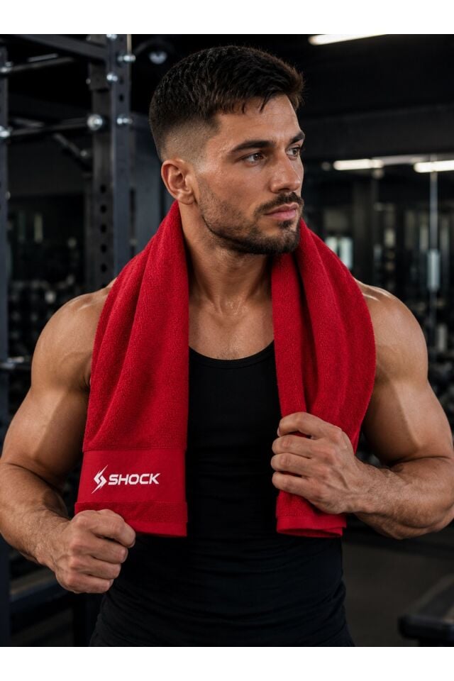 Shock Sports 50x80 %100 Pamuk Spor Havlusu Kırmızı