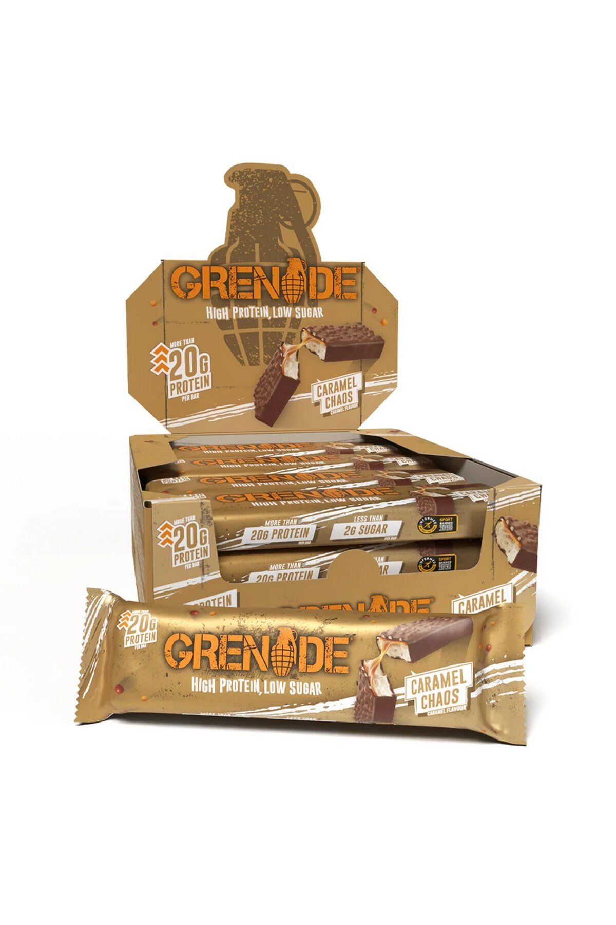 Grenade Caramel Chaos Flavour Karamel Aromalı Protein Bar 60g x 12 Adet