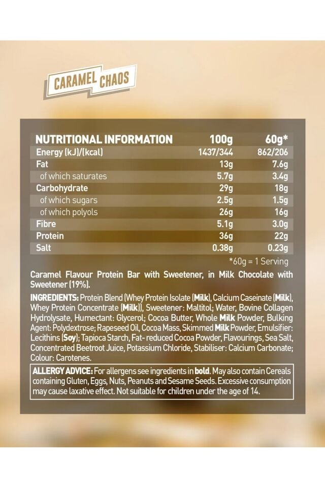 Grenade Caramel Chaos Flavour Karamel Aromalı Protein Bar 60g x 12 Adet