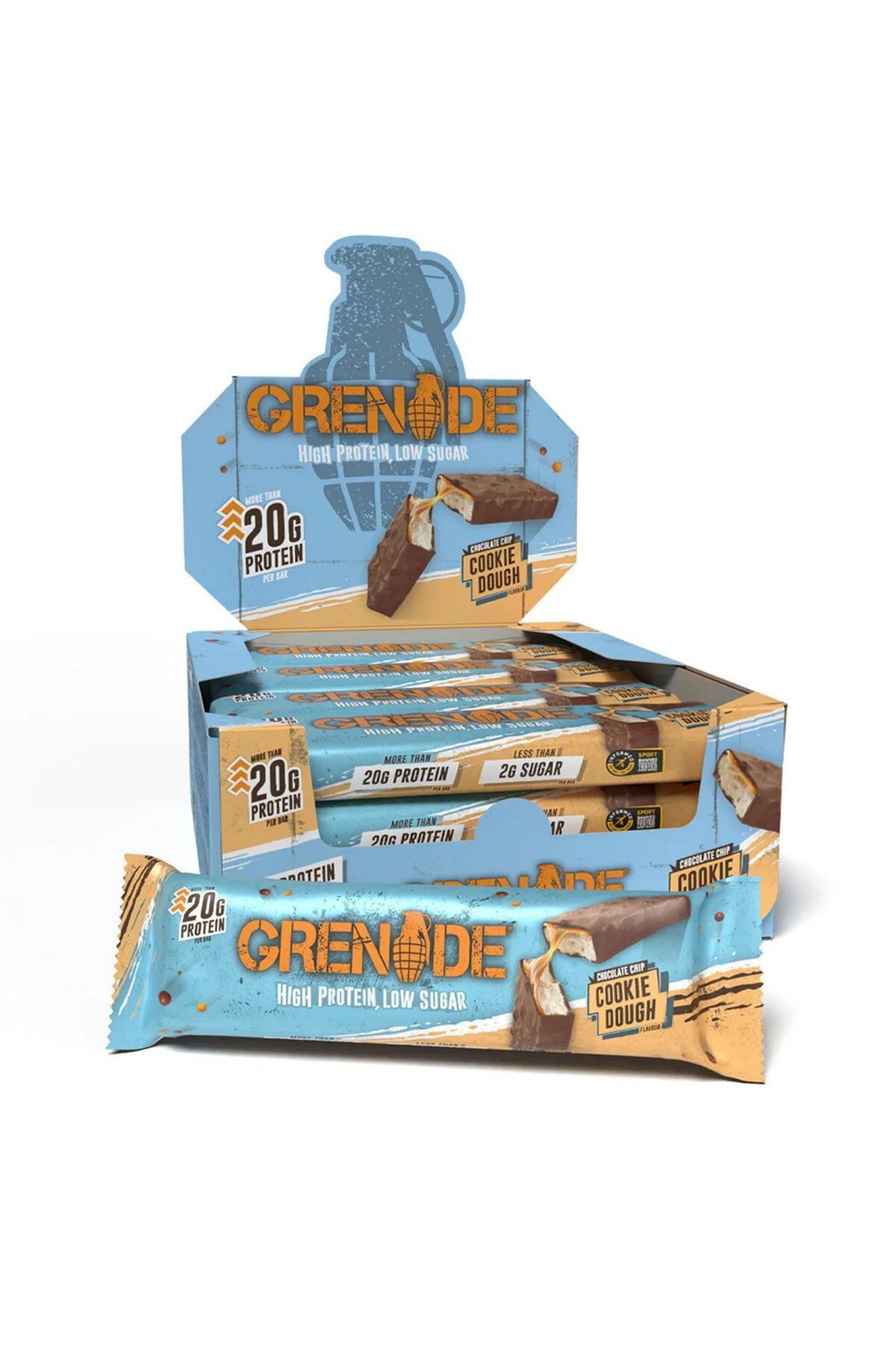 Grenade Chocolate Chip Cookie Dough Protein Bar 60g x 12 Adet