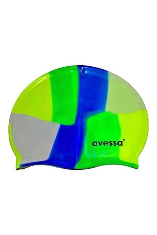 Avessa MC-906 Silikon Gökkuşağı Yüzücü Bone Yeşil/Lacivert/Beyaz