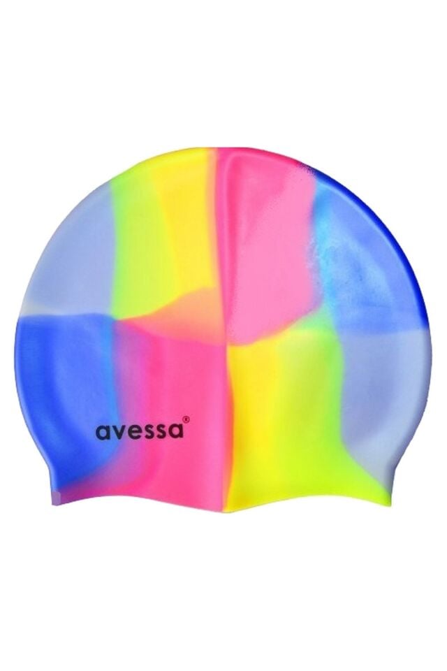 Avessa MC-104 Silikon Gökkuşağı Yüzücü Bone Sarı/Mavi/Pembe