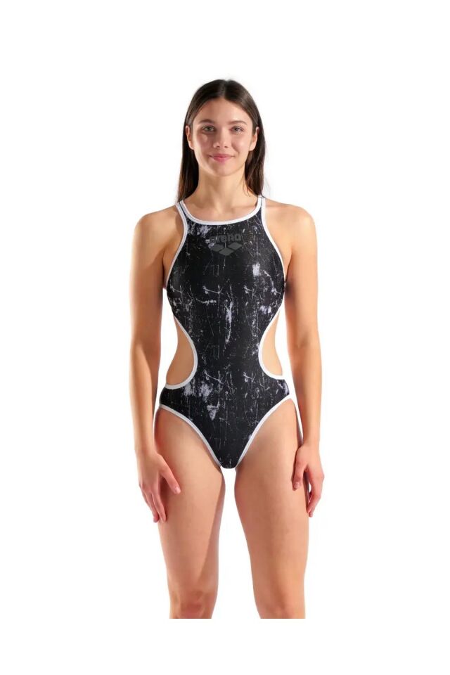 Arena Women's One Lacquer One Piece Bayan Yüzücü Mayo Siyah/Beyaz 010267551 36