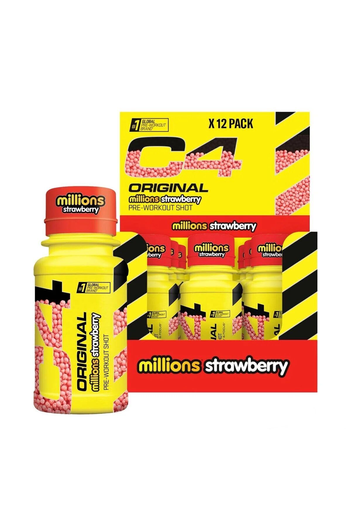 C4 Original Pre-Workout Shot Millions Strawberry Çilek Aromalı 60ml x 12 Adet