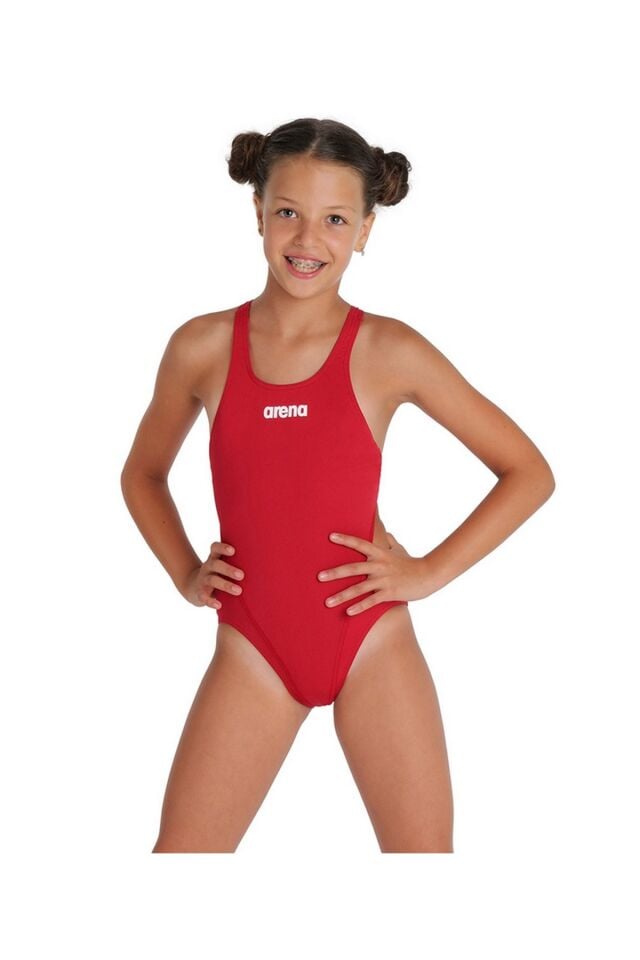 Arena Girl's Team Swimsuit Swim Pro Solid Kız Çocuk Yüzücü Mayo Kırmızı 004764450