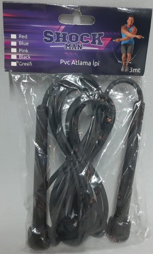 Shock Man Pvc Antrenman Atlama İpi 3mt Siyah
