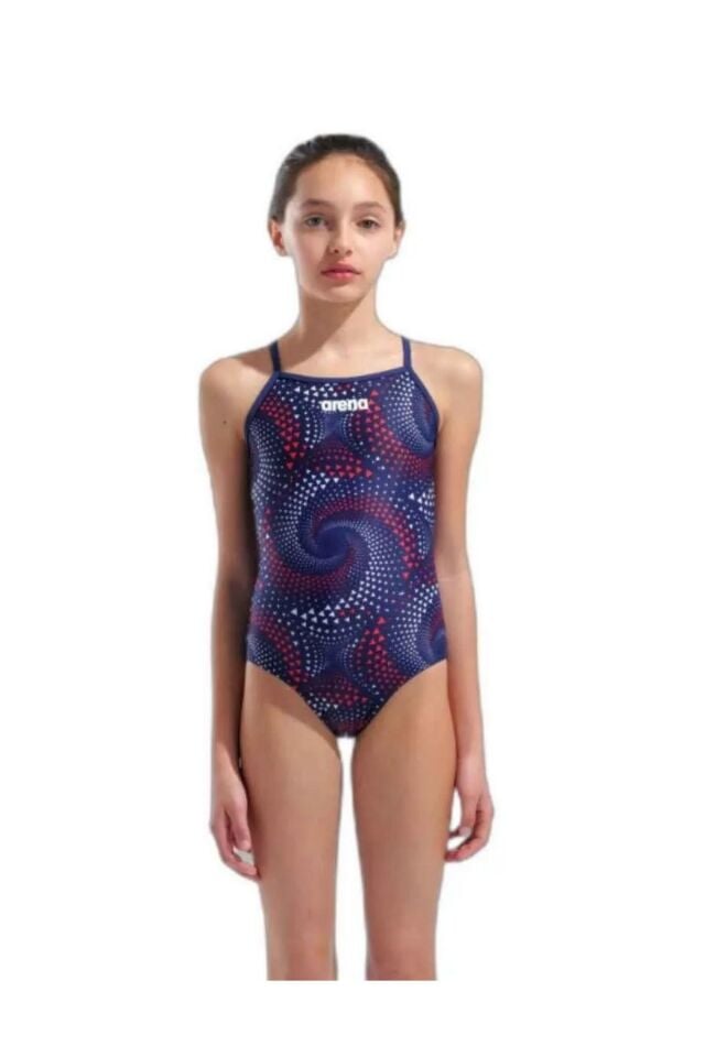 Arena Girl's Fireflow Swimsuit Lightdrop Back Kız Çocuk Yüzücü Mayo Lacivert/Desenli 010406417 8-9