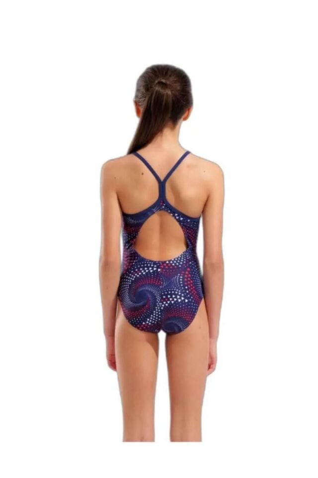 Arena Girl's Fireflow Swimsuit Lightdrop Back Kız Çocuk Yüzücü Mayo Lacivert/Desenli 010406417 8-9