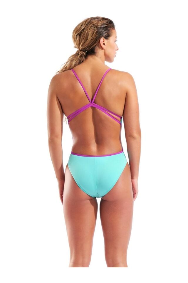 Arena Women's Swimsuit Lace Back Solid Bayan Yüzücü Mayo Mavi 004651891
