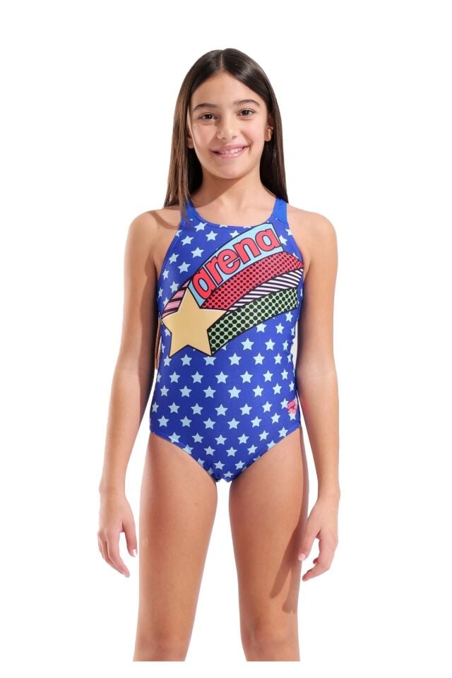 Arena Girl's Midnight Swimsuit Swim Pro Back Kız Çocuk Yüzücü Mayo Mavi 011789880