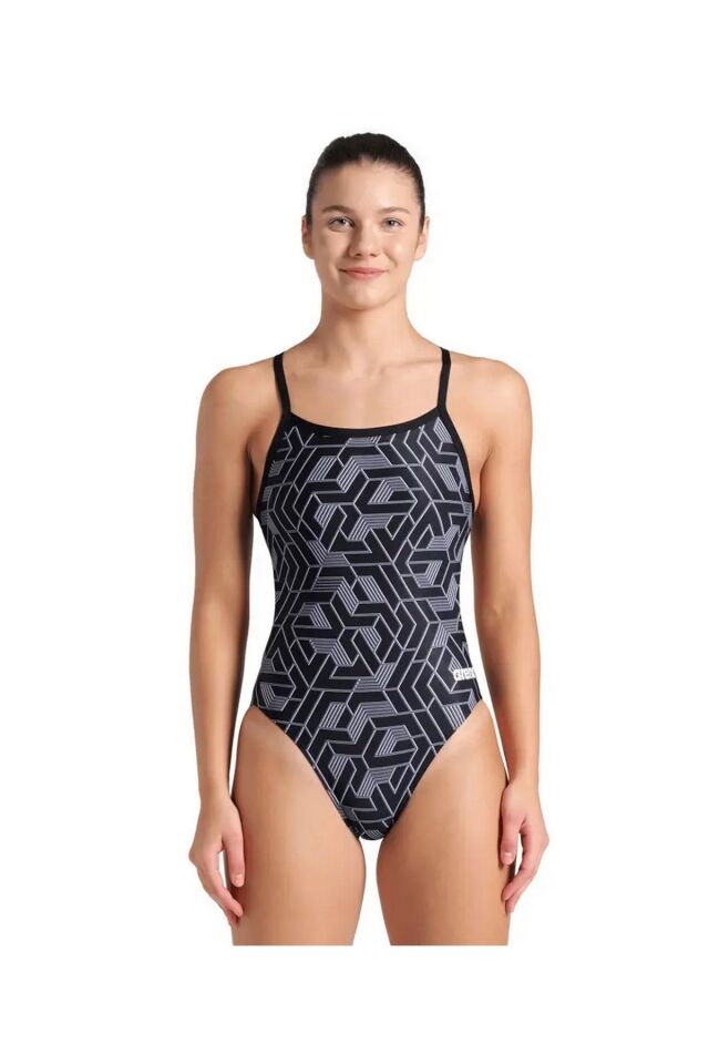Arena Women's Escape Swimsuit Challenge Back Bayan Yüzücü Mayo Siyah/Desenli 007739500 38