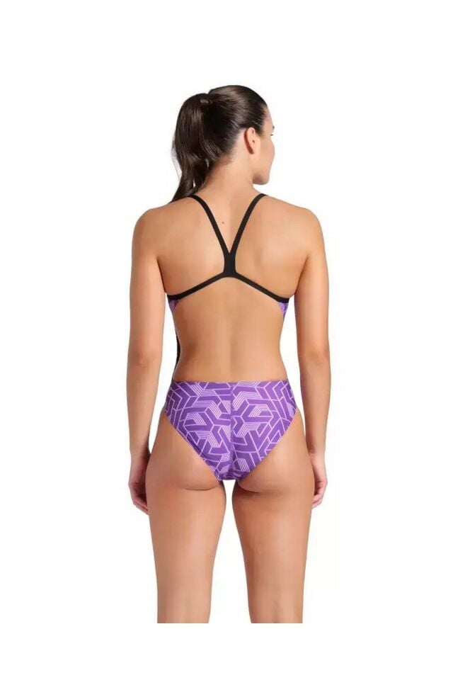 Arena Women's Escape Swimsuit Challenge Back Bayan Yüzücü Mayo Mor/Desenli 007739900 34