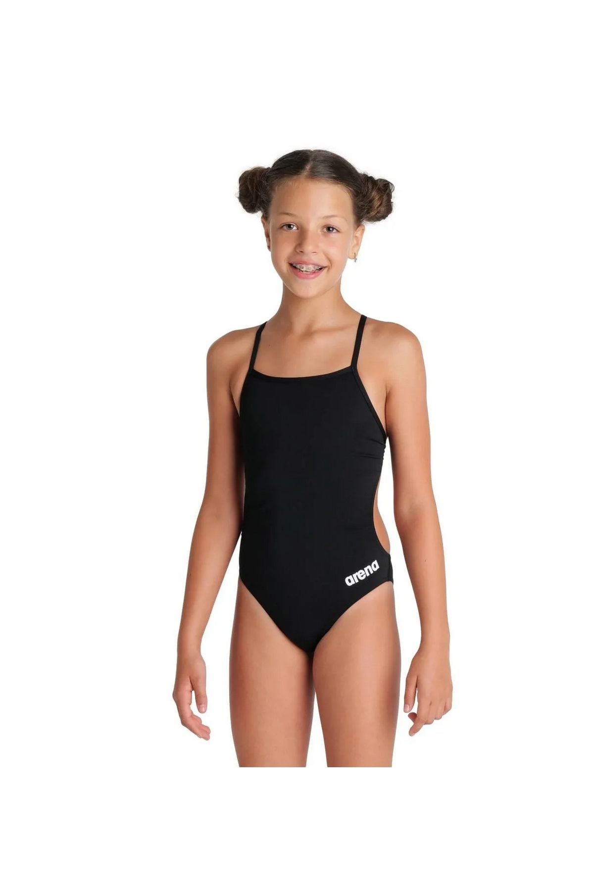 Arena Girl's Team Swimsuit Challenge Solid Kız Çocuk Yüzücü Mayo Siyah 004765550