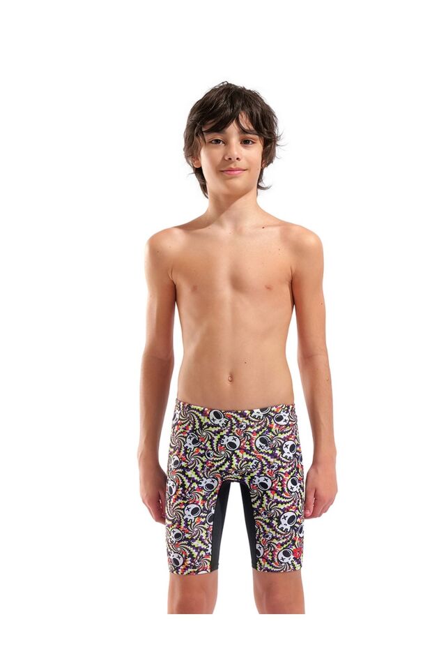 Arena Boy's Fun Skulls Swim Jammer Erkek Çocuk Yüzücü Jammer Mayo Siyah/Desenli 010297550 8-9
